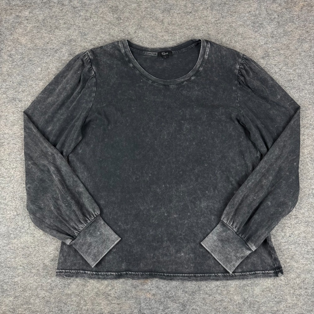 Rails Emilia Black Acid Wash Shirt Long Sleeve Cotton Black Womens Large L